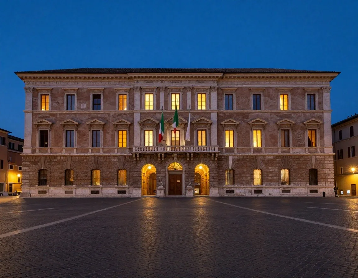 Palazzo Chigi illuminato di notte