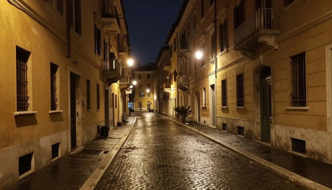 Quartiere Prati a Roma di notte