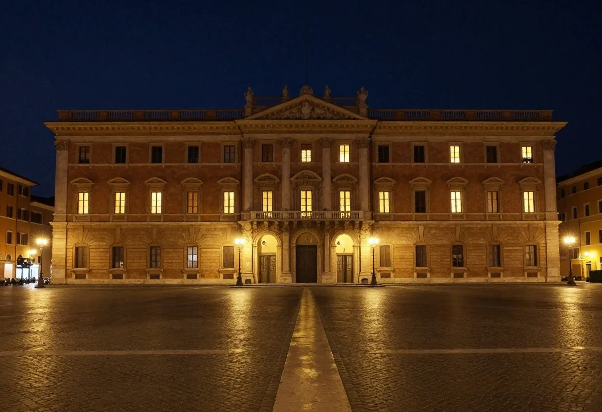 Palazzo del governo a Roma di notte