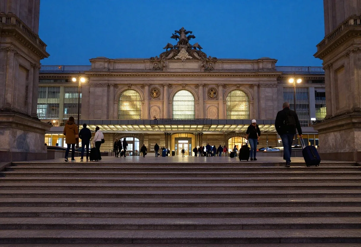 Stazione di Milano nelle ore serali