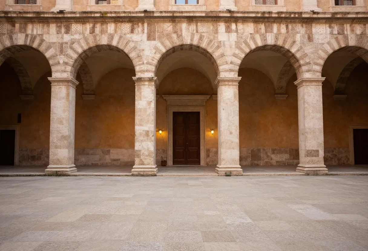 Palazzo istituzionale italiano di notte