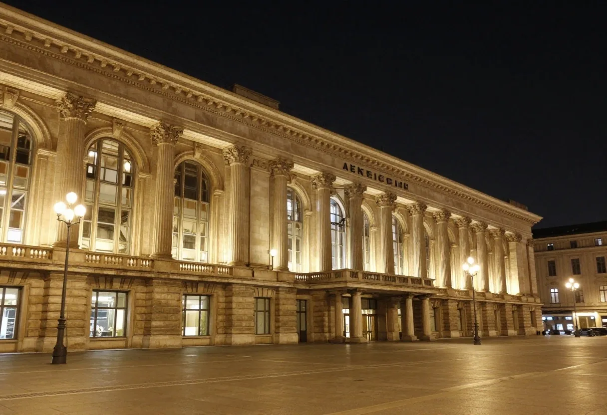 Stazione di Milano di notte