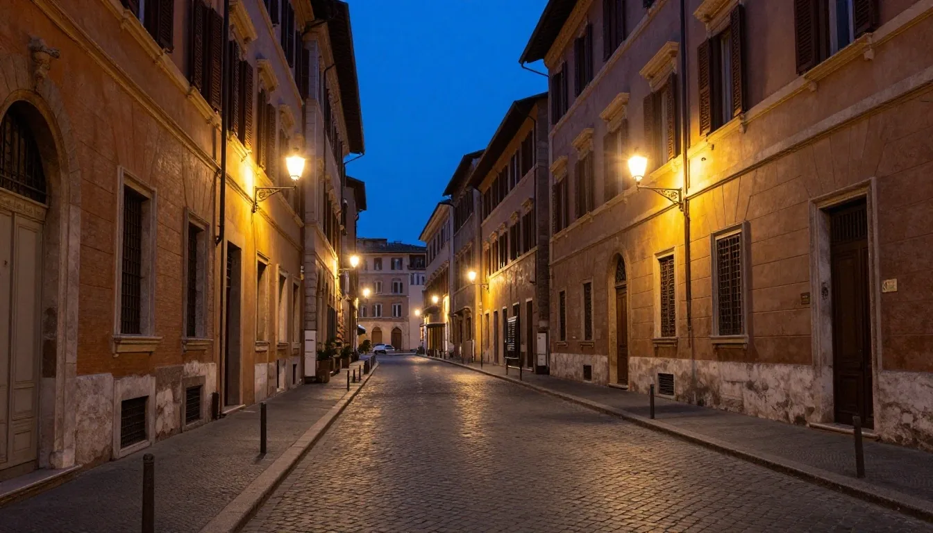 Via del Corso a Roma di notte