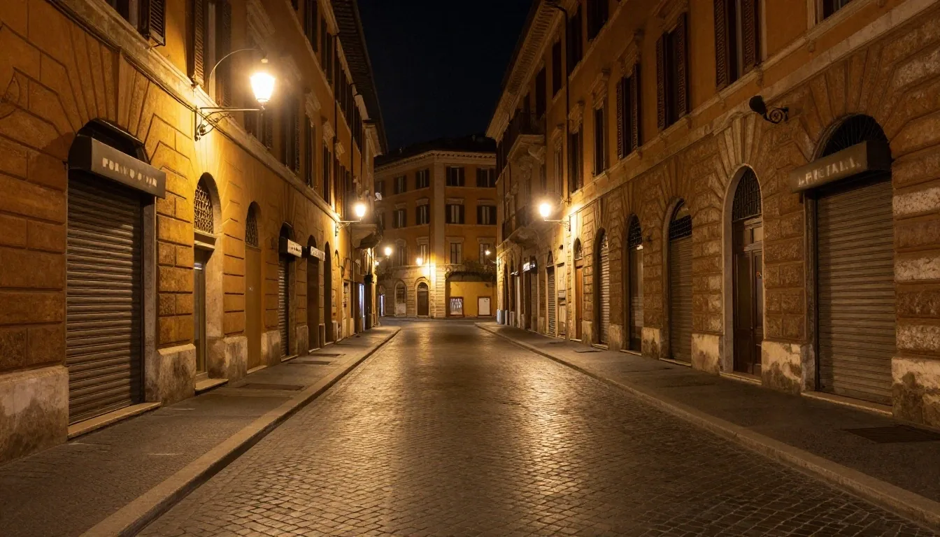 Via del Corso a Roma di notte
