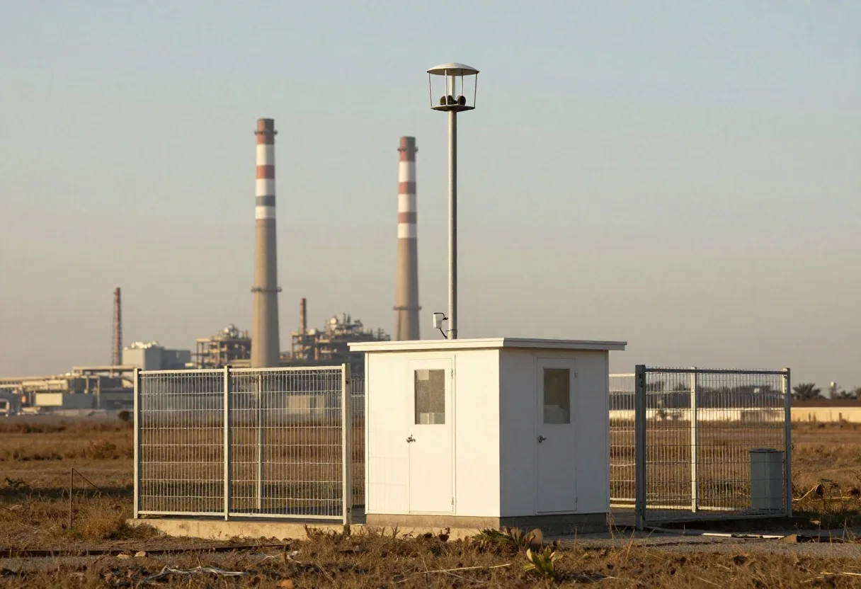 Centralina di monitoraggio ambientale vicino al perimetro dello stabilimento di Taranto