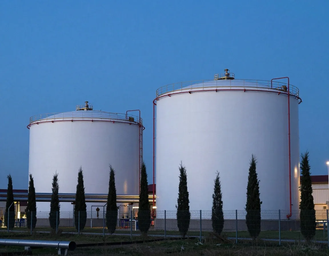 Serbatoi e condotte di un impianto gas all’ora blu