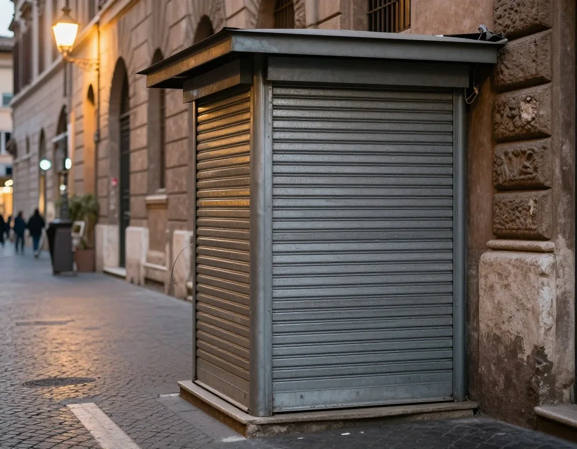 Pacco di giornali in edicola a Roma alle prime luci del mattino