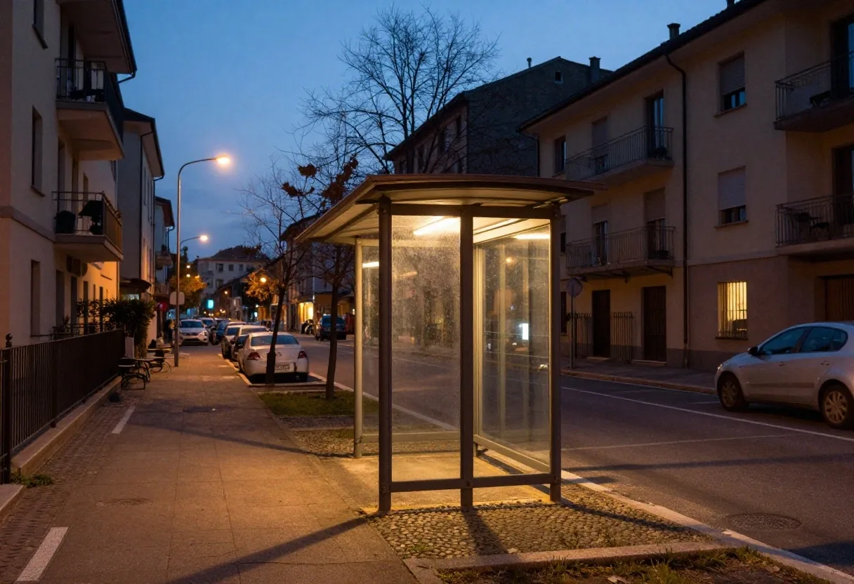 Via residenziale in zona Bande Nere a Milano al tramonto