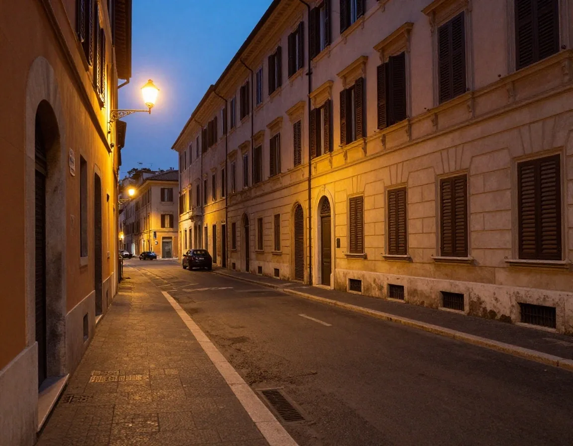 Tetti di Roma e cupola al limitare della notte