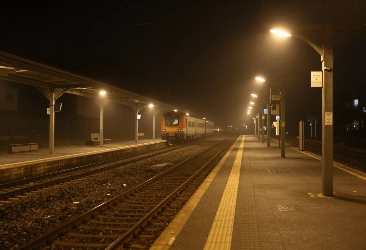 Stazione di confine nel Nord-Est di notte