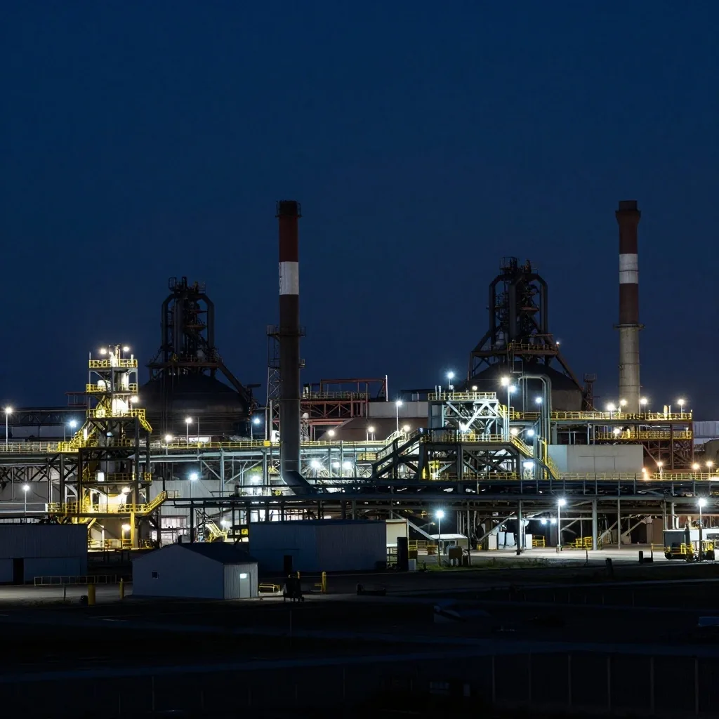 Stabilimento siderurgico di Taranto di notte